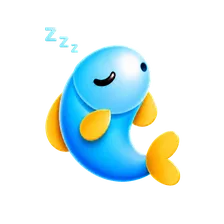 眠っているマスコットの魚