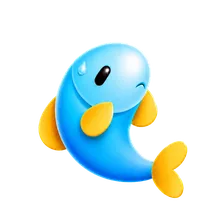 困っているマスコットの魚